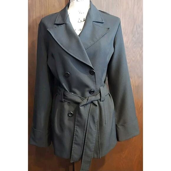 Wrapper Sz Medium Black Blazer Jacket Lightweight Double-Breasted Belted Y2K 90s - Picture 1 of 3